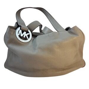 Michael Kors East West Large Fulton Gray Leather Hobo Bag Purse Shoulder‎ Bag
